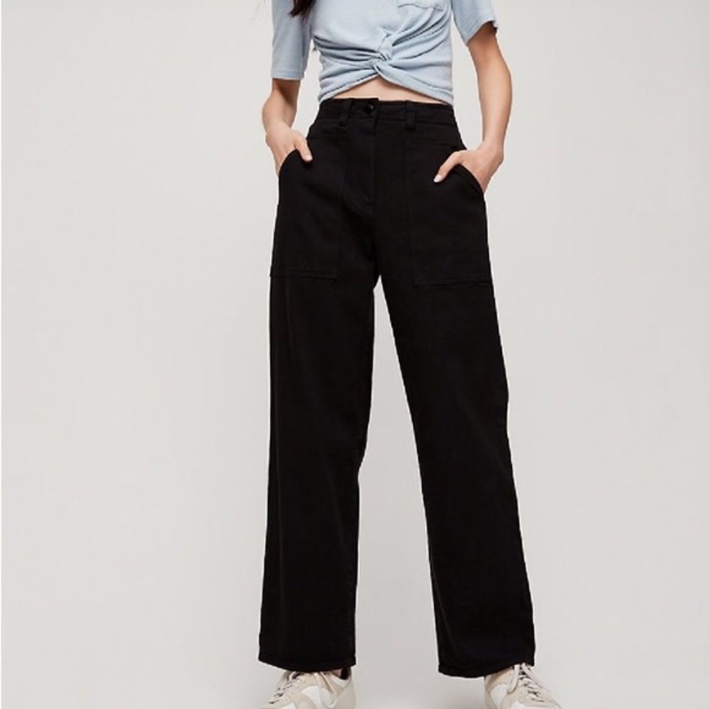 Wilfred Free black loose fit utility baggy carpenter pant wide leg pant. 12